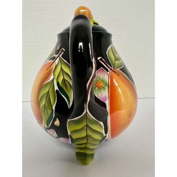 Blue Sky Black Bold Color Textured Icing on the Cake Pear Teapot Fruit Design - Picture 5 of 10